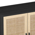 62.20 Mobile contenitore decorativo elegante e funzionale a 4 ante in rattan per camera da letto, soggiorno, ufficio, facile da montare, nero
