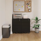 Cassettiera con serratura a 3 cassetti in legno con ruote - 38P x 38L x 66A
