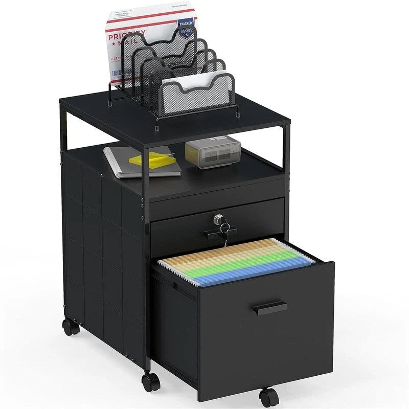 Schedario a rotelle con 2 cassetti