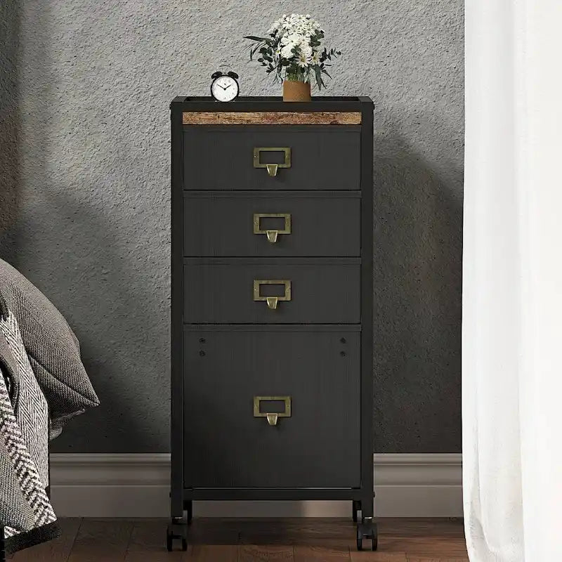 Cassettiera mobile da ufficio a 4 cassetti con ruote