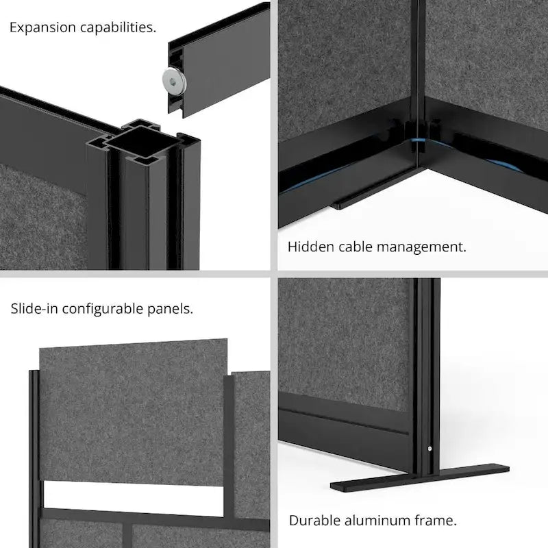 Sistema divisorio modulare da parete - Telaio nero - Parete iniziale 70 x 48