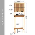 Mobiletto pensile da bagno in bambù sopra il WC con due ante e ripiano aperto - 23,10L x 8,10P x 68,4A