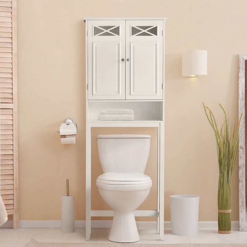 Salvaspazio da bagno sopra il WC, bianco - 8L x 25W x 68H