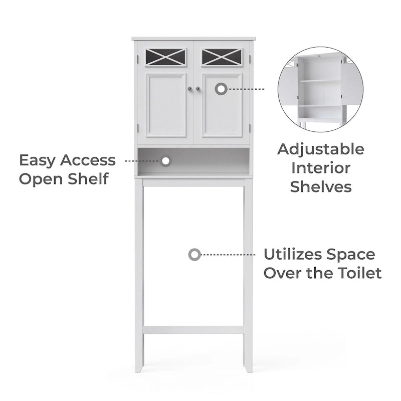 Salvaspazio da bagno sopra il WC, bianco - 8L x 25W x 68H
