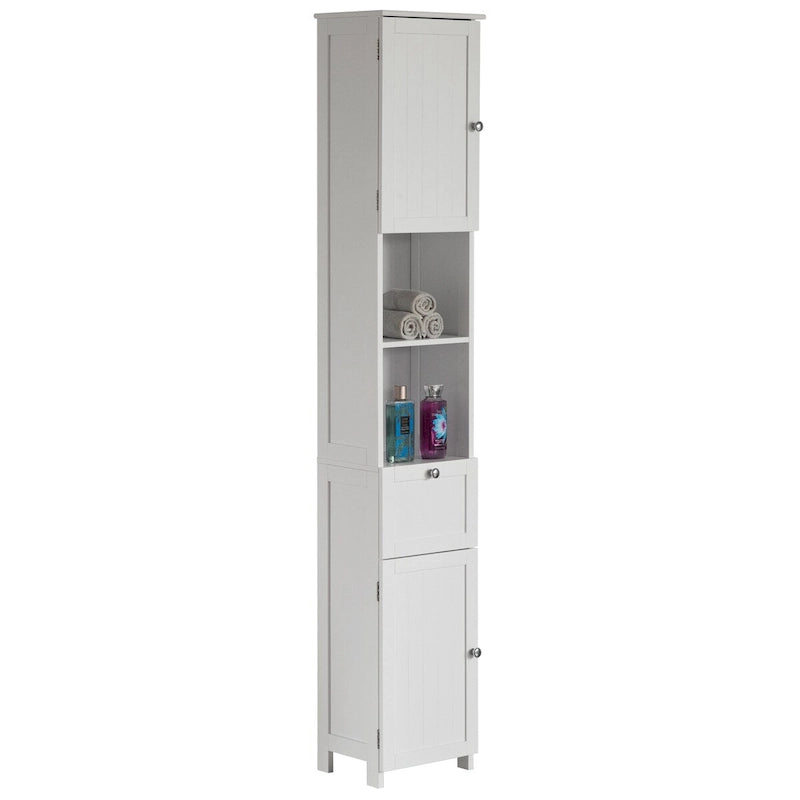 Mobiletto alto da bagno bianco per biancheria