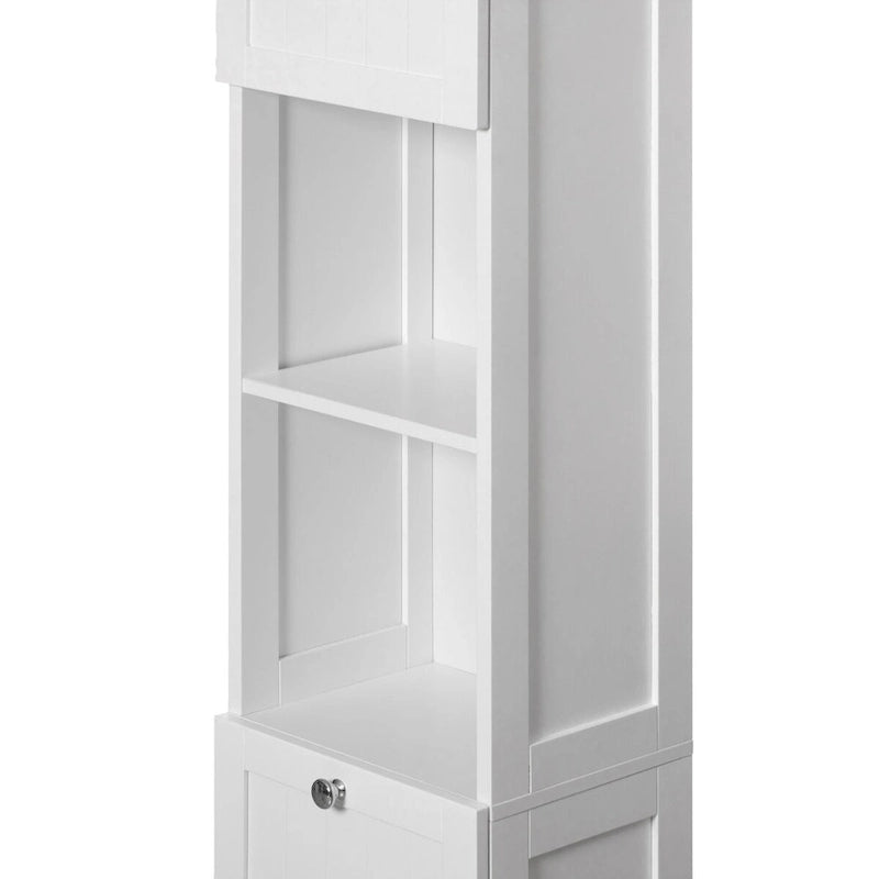 Mobiletto alto da bagno bianco per biancheria