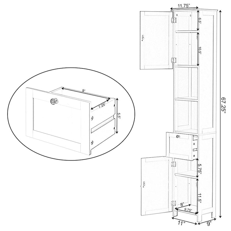 Mobiletto alto da bagno bianco per biancheria