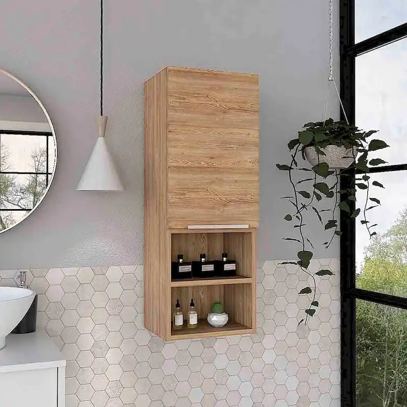 Medicine Cabinet with Two Interior Shelves, Pine Finish