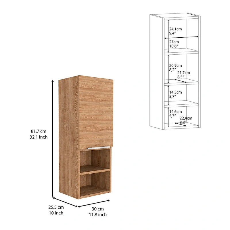 Medicine Cabinet with Two Interior Shelves, Pine Finish