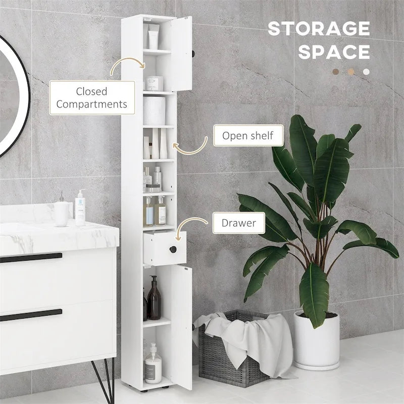 Tall Bathroom Storage Cabinet,Narrow Toilet CabinetAdjustable Shelves