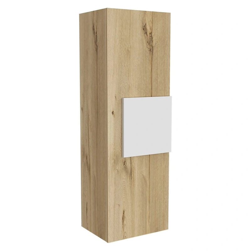 Medicine Cabinet, Three Shelves, Single Door, White / Light Oak Finish