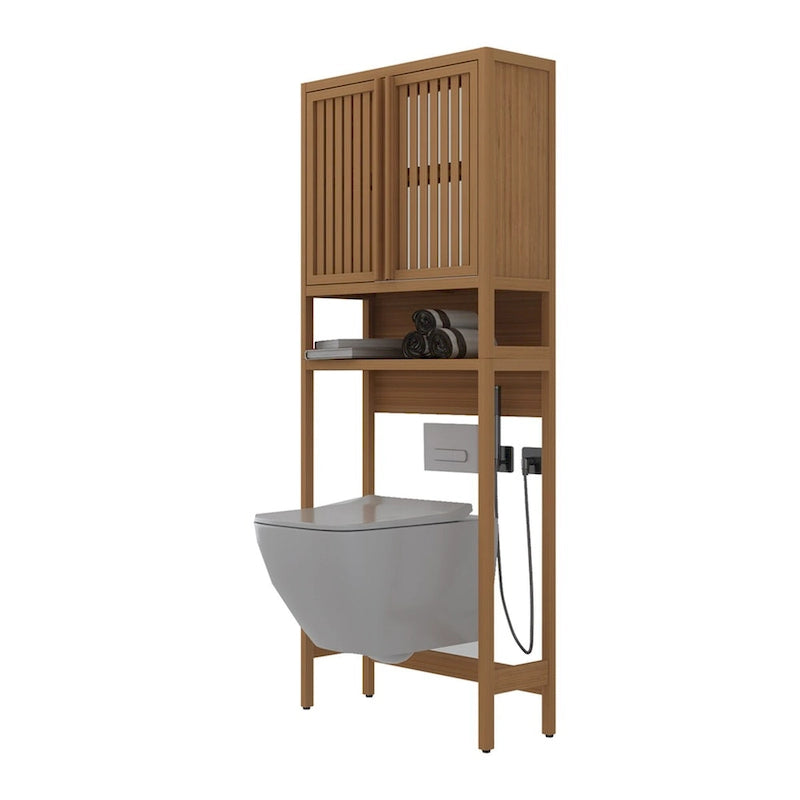 Mobiletto portaoggetti da bagno in legno naturale per bagno indipendente
