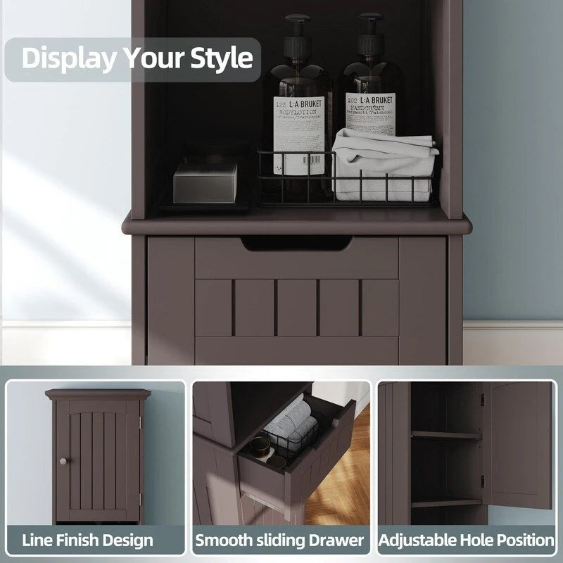 67 Tall Bathroom Storage Cabinet - 11.81D x 15.7W x 66.9H