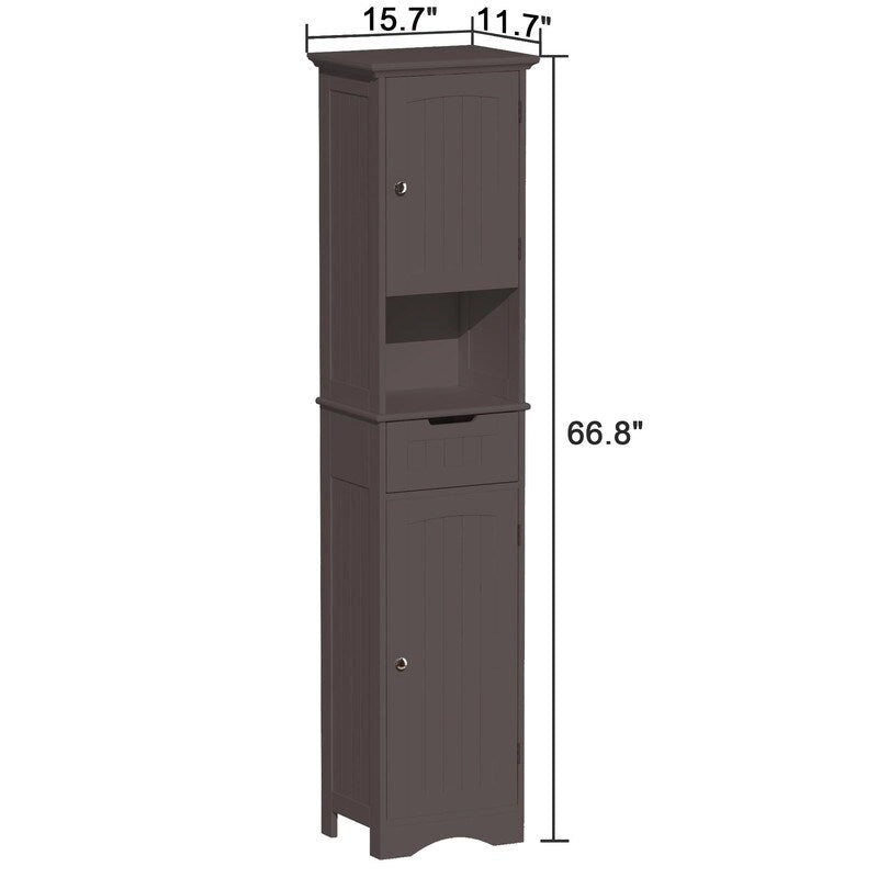 67 Tall Bathroom Storage Cabinet - 11.81D x 15.7W x 66.9H