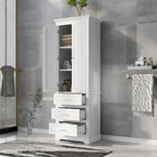 Mobile alto da bagno con tre cassetti, Mobile alto bianco