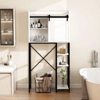 Mobiletto da bagno sopra il WC con anta scorrevole a fienile e ripiani