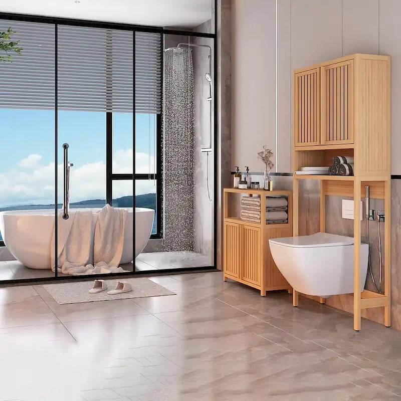 Assorted Bathroom Toilet Bamboo Storage Cabinet