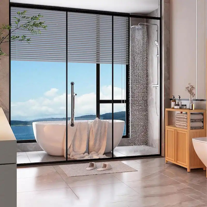 Armadietto assortito da bagno con WC in bambù