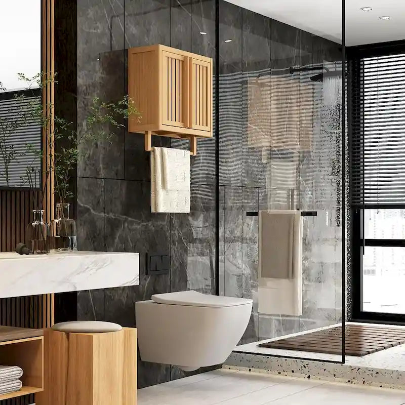 Armadietto assortito da bagno con WC in bambù