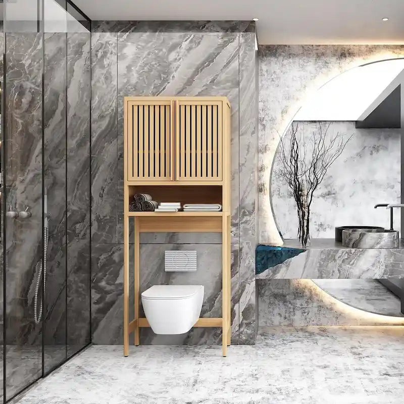 Armadietto assortito da bagno con WC in bambù
