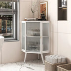 Mobile angolare da bagno in stile moderno da 56,5 cm con ante in vetro temperato e ripiano interno regolabile