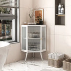 Mobile angolare da bagno in stile moderno da 56,5 cm con ante in vetro temperato e ripiano interno regolabile