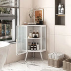 Mobile angolare da bagno in stile moderno da 56,5 cm con ante in vetro temperato e ripiano interno regolabile