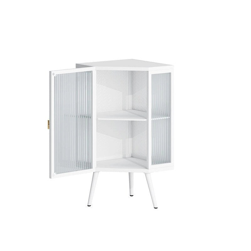 Mobile angolare da bagno in stile moderno da 56,5 cm con ante in vetro temperato e ripiano interno regolabile