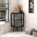 Mobile angolare da bagno in stile moderno da 56,5 cm con ante in vetro temperato e ripiano interno regolabile