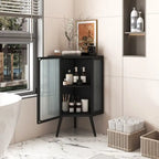 Mobile angolare da bagno in stile moderno da 56,5 cm con ante in vetro temperato e ripiano interno regolabile