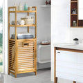 Cesto portabiancheria inclinabile a 3 ripiani in bambù - 15,5L x 11,5P x 46,5A