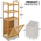 Cesto portabiancheria inclinabile a 3 ripiani in bambù - 15,5L x 11,5P x 46,5A