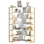 Libreria a 7 ripiani per ufficio domestico, libreria angolare a L con struttura in metallo, pannello in MDF - 37.4*37.4*709