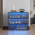 Scarpiera con anta in vetro nero e luci LED RGB