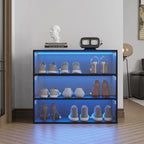 Scarpiera con anta in vetro nero e luci LED RGB