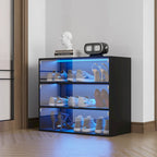 Scarpiera con anta in vetro nero e luci LED RGB
