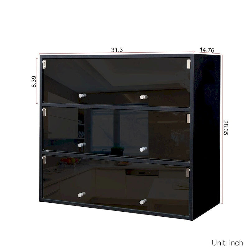 Scarpiera con anta in vetro nero e luci LED RGB
