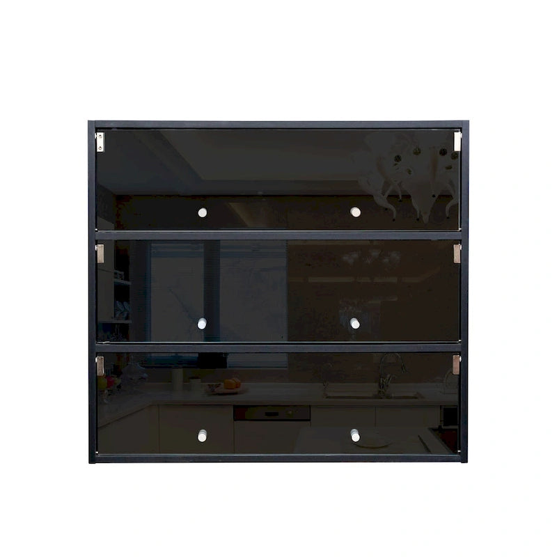 Scarpiera con anta in vetro nero e luci LED RGB