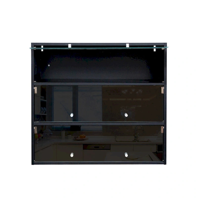 Scarpiera con anta in vetro nero e luci LED RGB