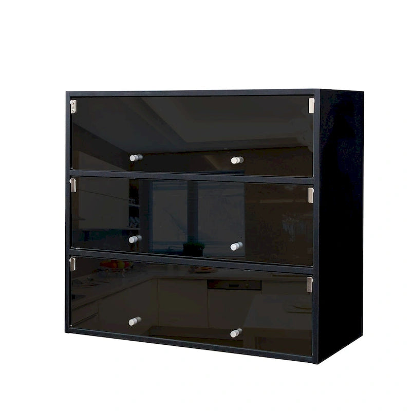 Scarpiera con anta in vetro nero e luci LED RGB