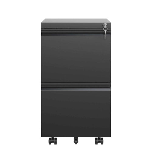 2 Drawer Metal Mobile File Cabinet,Rolling File Cabinet with Lock for Hanging Legal/Letter/A4 Size