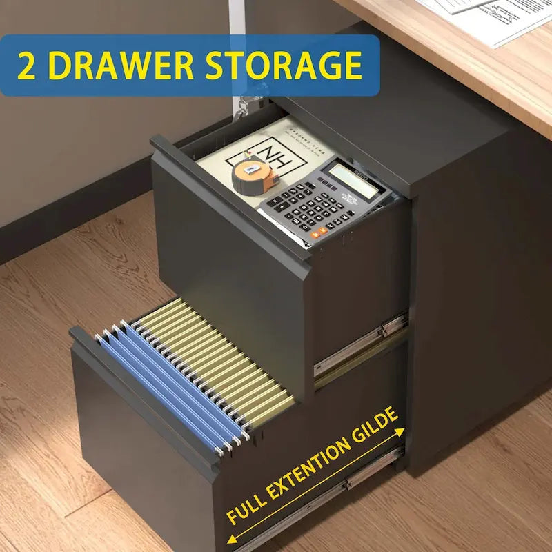 2 Drawer Metal Mobile File Cabinet,Rolling File Cabinet with Lock for Hanging Legal/Letter/A4 Size