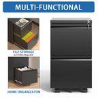 2 Drawer Metal Mobile File Cabinet,Rolling File Cabinet with Lock for Hanging Legal/Letter/A4 Size