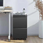2 Drawer Metal Mobile File Cabinet,Rolling File Cabinet with Lock for Hanging Legal/Letter/A4 Size