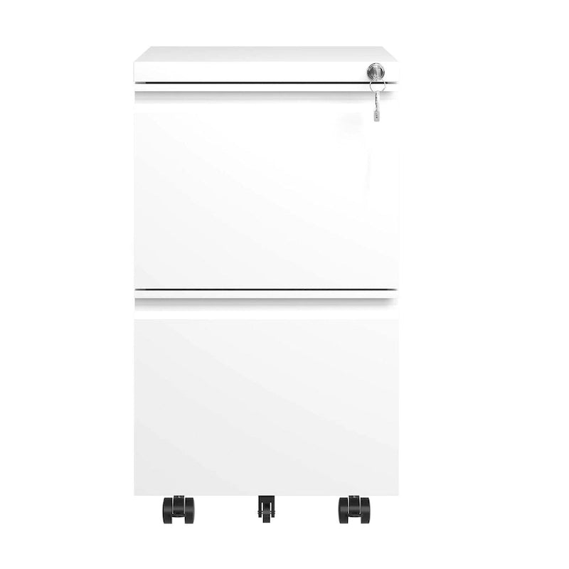 2 Drawer Metal Mobile File Cabinet,Rolling File Cabinet with Lock for Hanging Legal/Letter/A4 Size