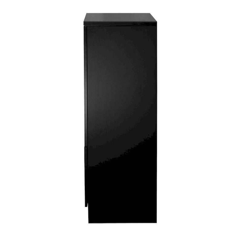 Wooden Floor Cabinet with 2 Glass Doors and 2 Storage Space,Living Room Bathroom Entryway