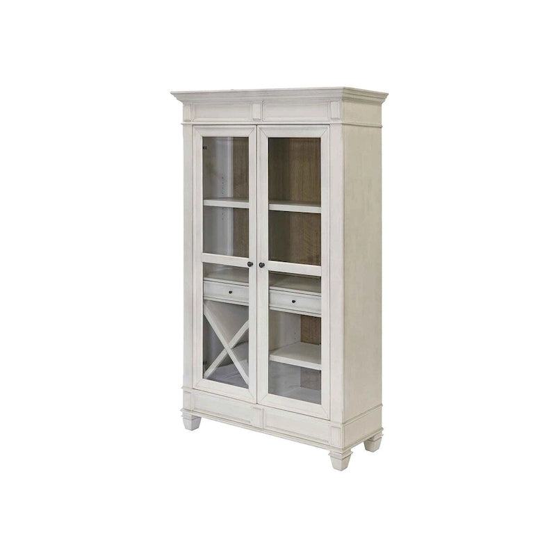 Traditional Wood Kitchen Display Cabinet, Dining Storage, White