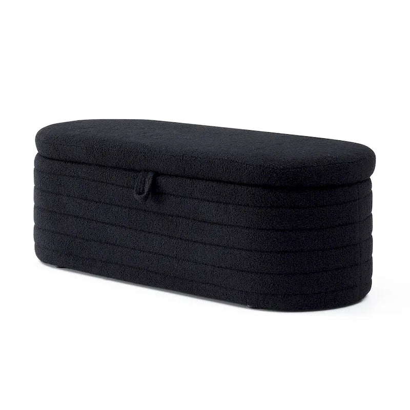 Panca da Fondo Letto con Contenitore, Rivestimento in Sherpa, Grande Panca Ottomana, Sgabello Porta Scarpe, Panca Lunga, Seduta da Finestra, Panca Porta Giocattoli