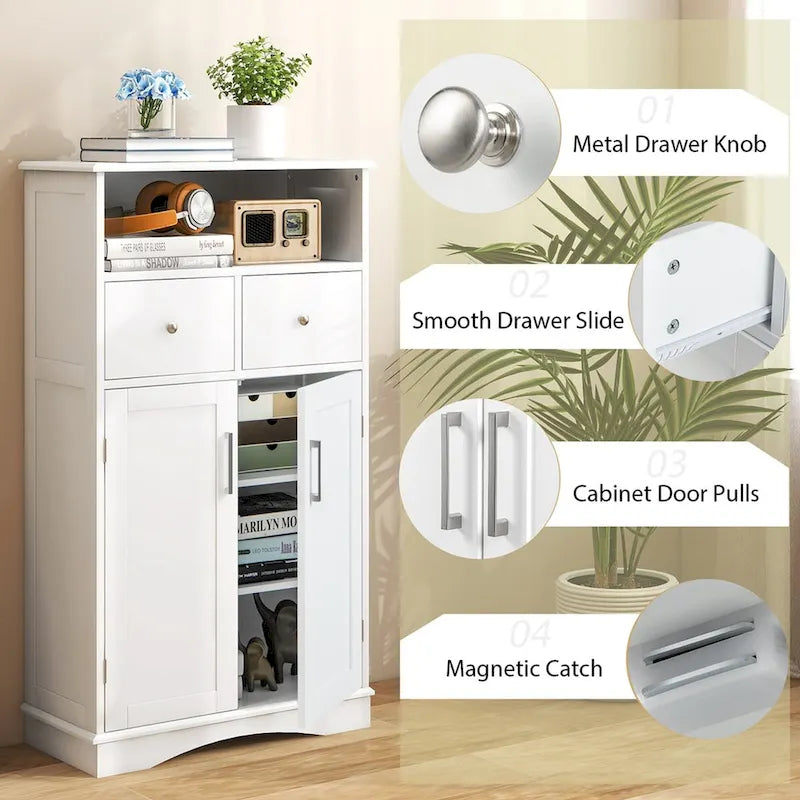Bathroom Floor Cabinet Freestanding Storage Cabinet 2 Doors