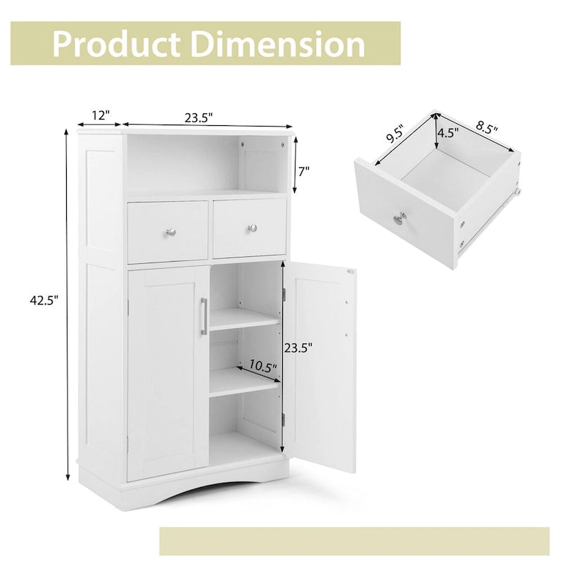 Bathroom Floor Cabinet Freestanding Storage Cabinet 2 Doors